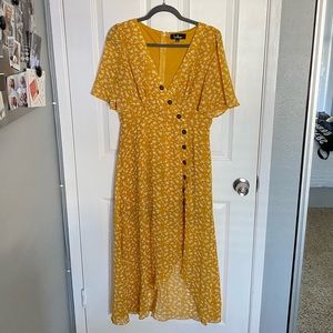 Lulus Yellow Floral Dress